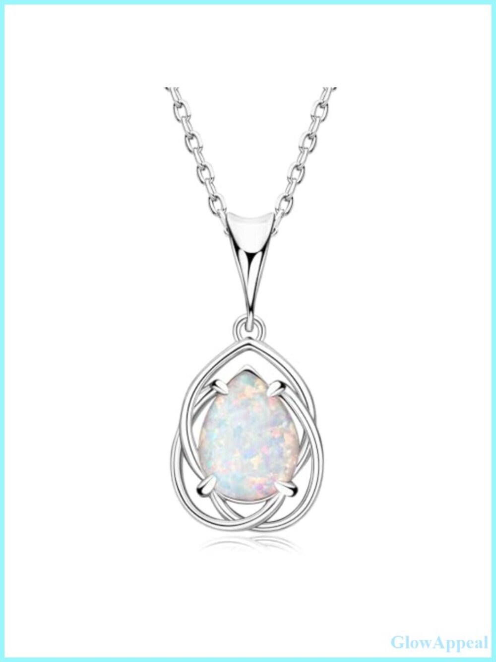 925 Sterling Silver Opal Pendant Necklace Pear Shape Adjustable Chain 16+2